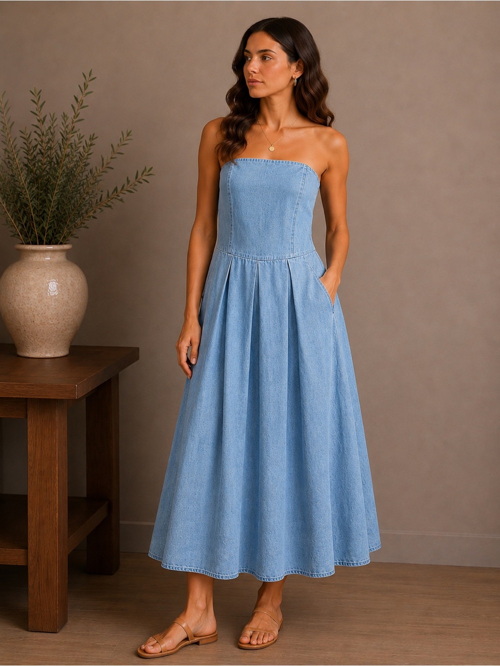 Elegant Blue A-Line Women's Skirt